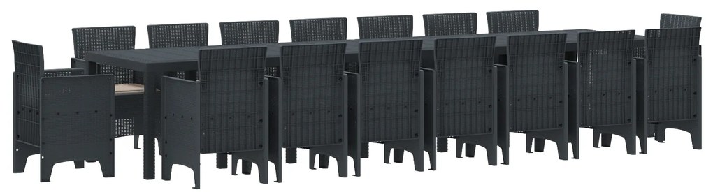 vidaXL Σετ Τραπεζαρίας Κήπου 17 pcs Ανθρακί 16-άτομα Ψάθα / Μέταλλο