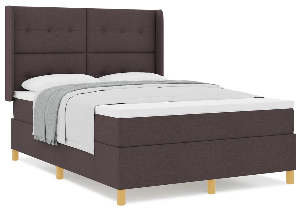 vidaXL Κρεβάτι Box Spring με Στρώμα Σκούρο Καφέ 160x200 εκ. Υλικό