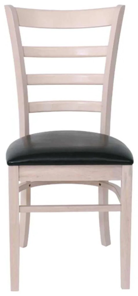 Καρέκλα Naturale-L White Wash/PU Μαύρο 42x50x91cm (Σετ 2 ΤΕΜ)