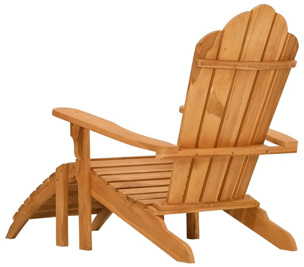 vidaXL Καρέκλα Κήπου Adirondack με Υποπόδιο Μασίφ Ξύλο Teak