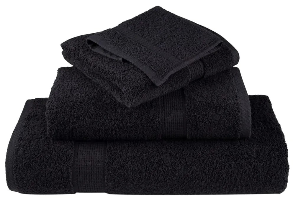 vidaXL Πετσέτες Μπάνιου Premium SOLUND 2 τεμ. Μαύρες 100x150 εκ. 600 γρ./μ²