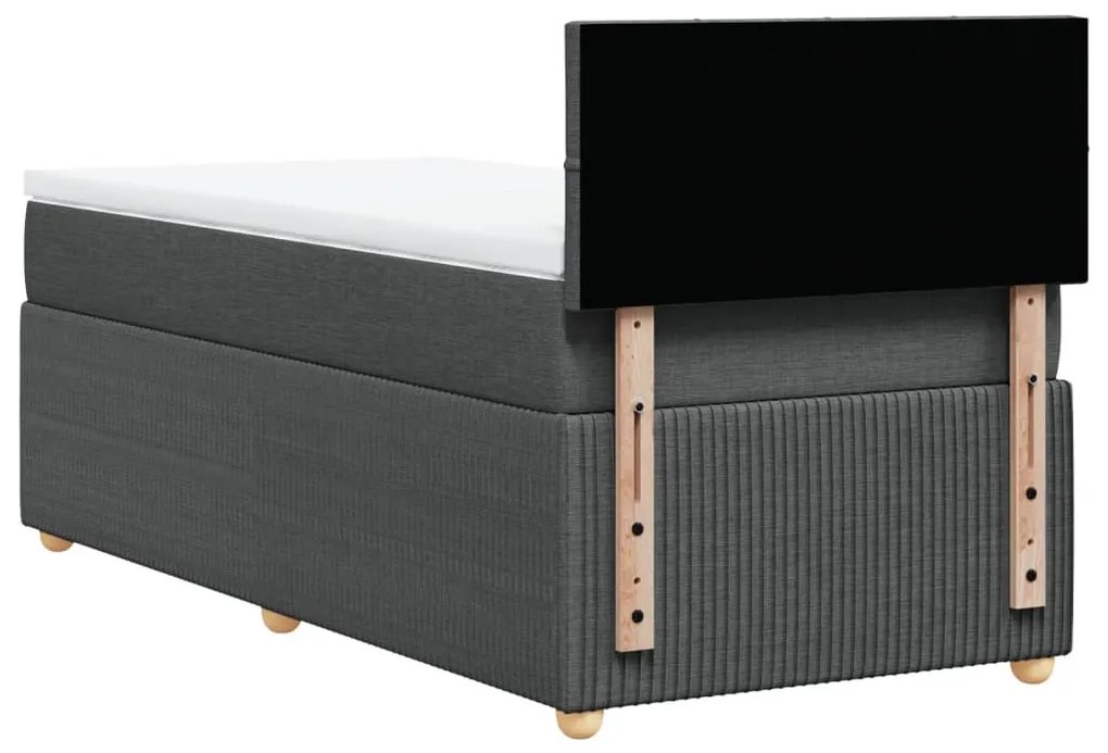 vidaXL Κρεβάτι Boxspring με Στρώμα Σκούρο Γκρι 100x200 εκ. Υφασμάτινο