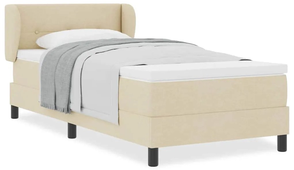 vidaXL Κρεβάτι box spring με στρώμα με στρώμα Κρεμ 90 x 200 cm ύφασμα