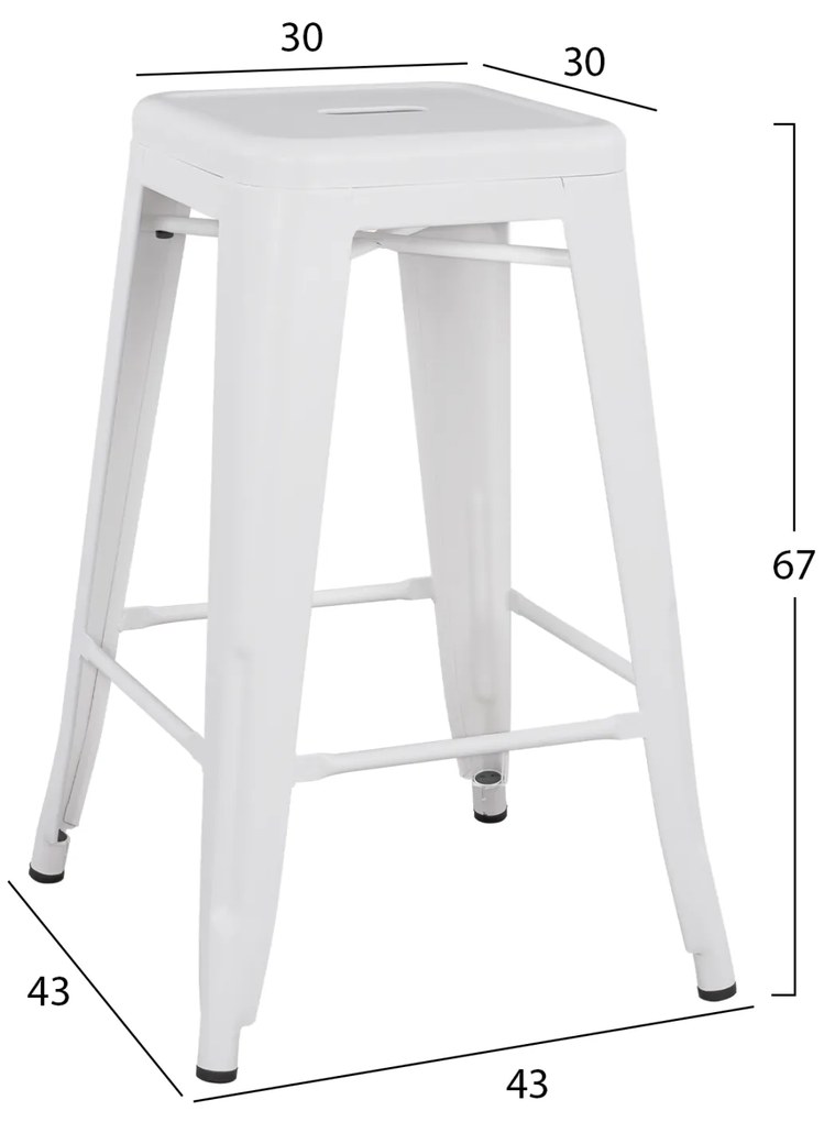 ΣΚΑΜΠΟ ΜΕΣΑΙΟΥ ΥΨΟΥΣ ΜΕΤΑΛΛΙΚΟ MELITA-PRO HM8573.41 ΛΕΥΚΟ ΜΑΤ 43x43x67Υεκ. (1 Τεμμάχια)