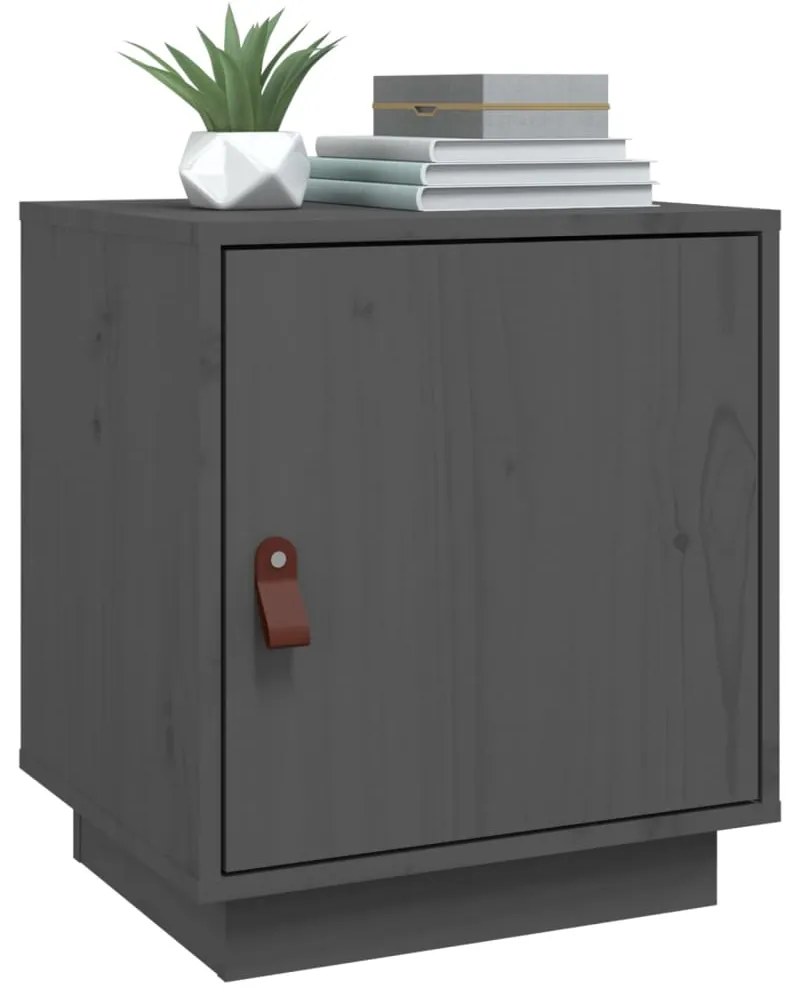 vidaXL Κομοδίνο Γκρι 40 x 34 x 45 εκ. από Μασίφ Ξύλο Πεύκου