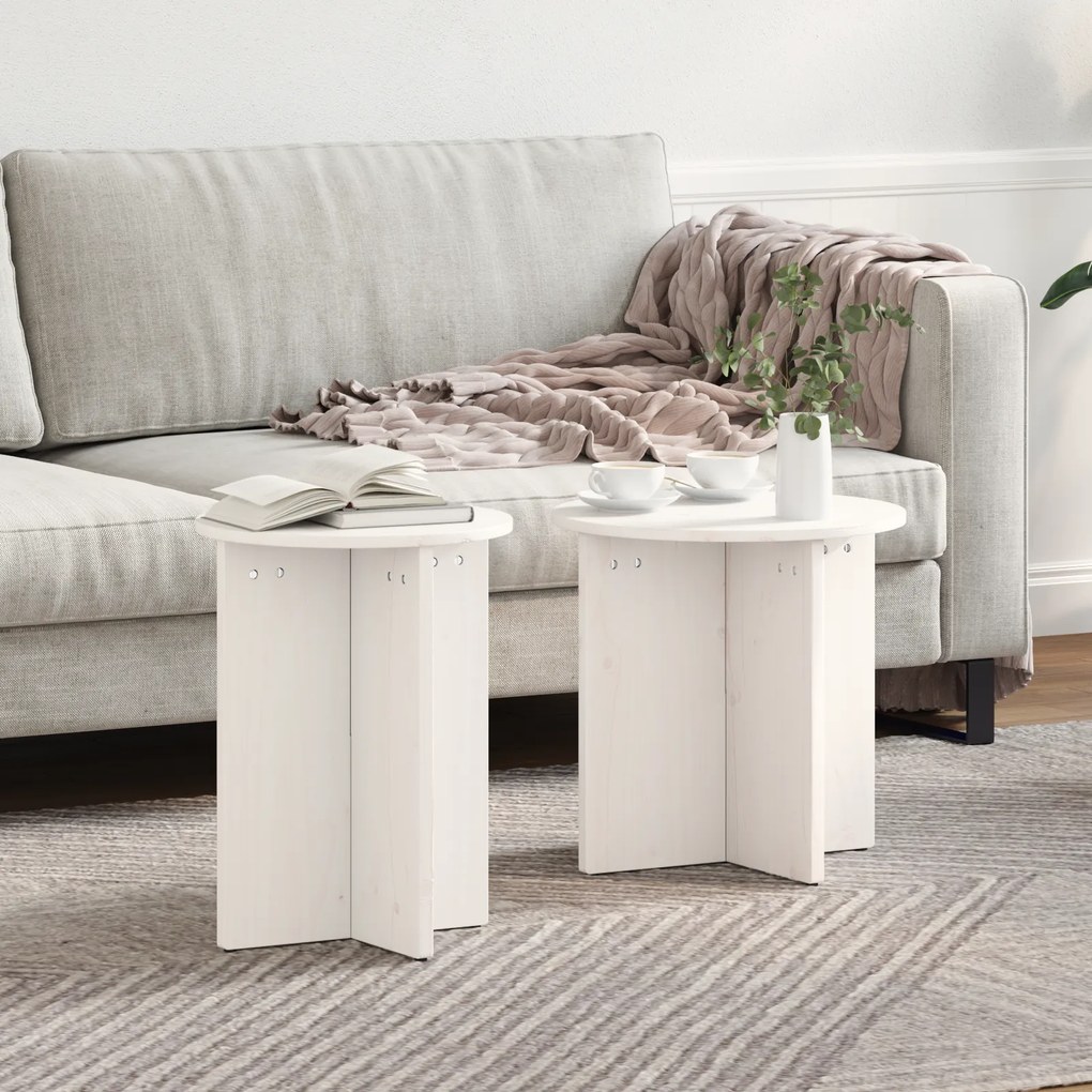 vidaXL Σετ Τραπεζιού Για Καφέ 2 pcs Λευκό 41.5 x 41.5 x 41 εκ.
