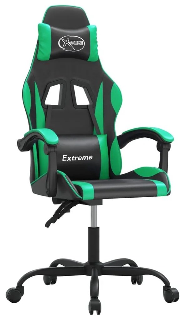 Καρέκλα Gaming Περιστρεφόμενη Μαύρη/Πράσινη από Συνθετικό Δέρμα - Πράσινο