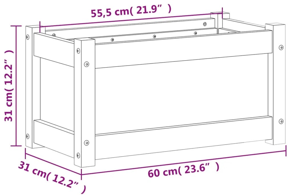 Ζαρντινιέρα 60 x 31 x 31 εκ. από Μασίφ Ξύλο Ψευδοτσούγκας - Καφέ