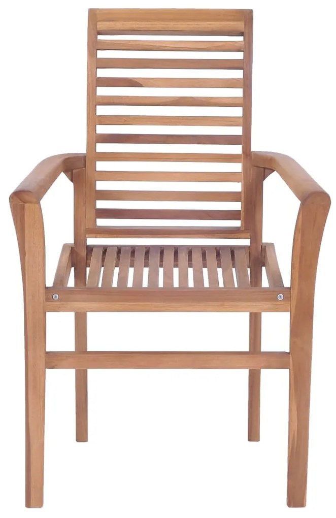 vidaXL Καρέκλες Τραπεζαρίας 8 τεμ. Μασίφ Ξύλο Teak & Κόκκινα Μαξιλάρια