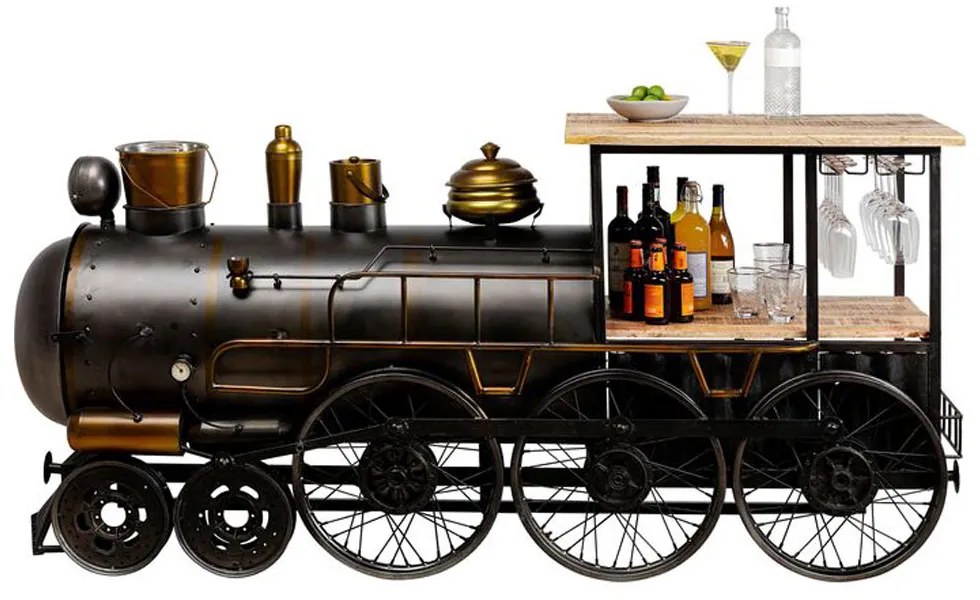 TRAIN ΚΟΝΣΟΛΑ BAR GUNMETAL ΦΥΣΙΚΟ 226x60xH104cm - 05-0722