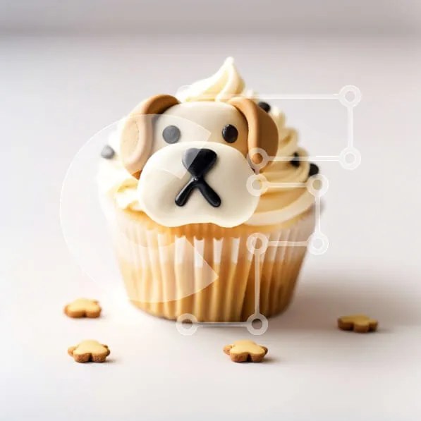 Intra Συλλεκτικό Ξύλινο Παζλ Plywood  4mm - Αξιολάτρευτο Cupcake για πρόσωπο σκύλου Σε Ξύλινο Κουτί - Διαστάσεις: 10x10 cm – 25 κομμάτια
