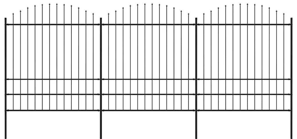 vidaXL Φράχτης Κήπου με Κορυφή Δόρυ Μαύρος Ατσάλινος 537 x 200 εκ.