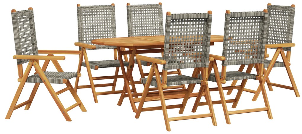 vidaXL Πτυσσόμενο Τραπέζι Κήπου 7 pcs Γκρι