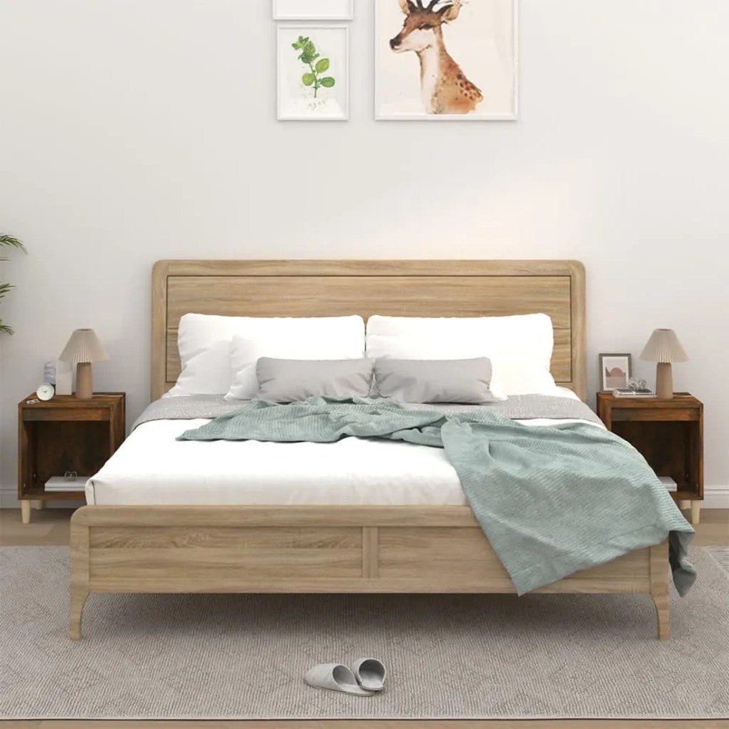 vidaXL Κομοδίνα 2 τεμ. Καπνιστή Δρυς 40 x 35 x 50 εκ.