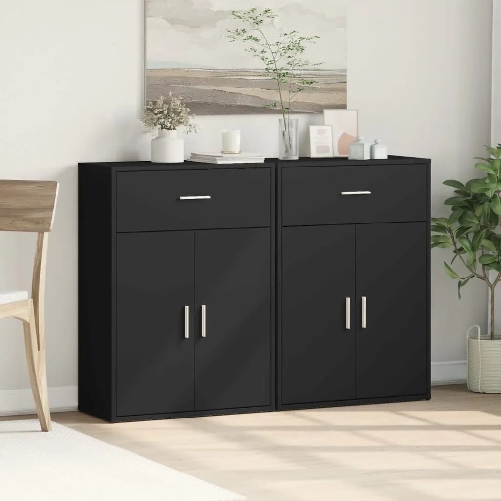 vidaXL Βοηθητικά Ντουλάπια 2 τεμ. Μαύρο 60x30x84 εκ. Επεξεργ. Ξύλο