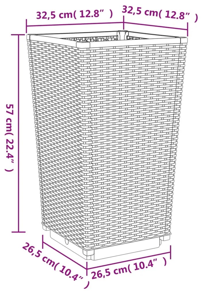 Ζαρντινιέρες Κήπου 4 τεμ. Μπλε Γκρι 32,5x32,5x57 εκ. Πολυπροπυλένιο 367851