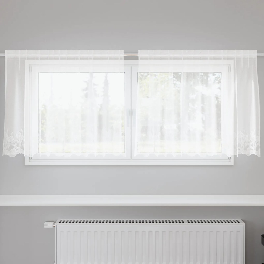 vidaXL Κουρτίνα Δαντέλας με κουρτίνες Floral Λευκό 200 x 100 cm Πολυεστέρας
