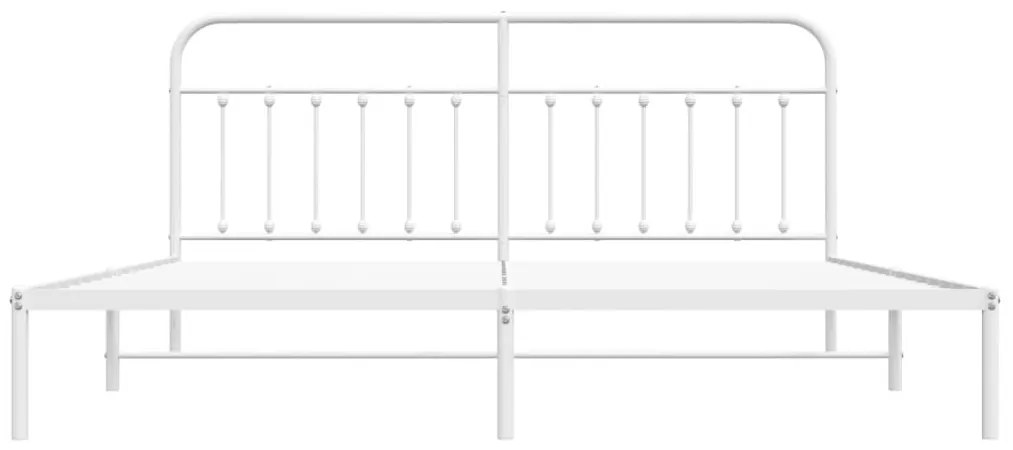 Πλαίσιο Κρεβατιού με Κεφαλάρι Λευκό 193 x 203 εκ. Μεταλλικό - Λευκό