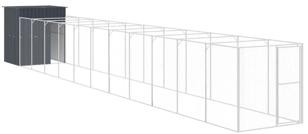 vidaXL Σπιτάκι Σκύλου με Αυλή Ανθρακί 165x1271x181 εκ. Γαλβαν. Χάλυβας