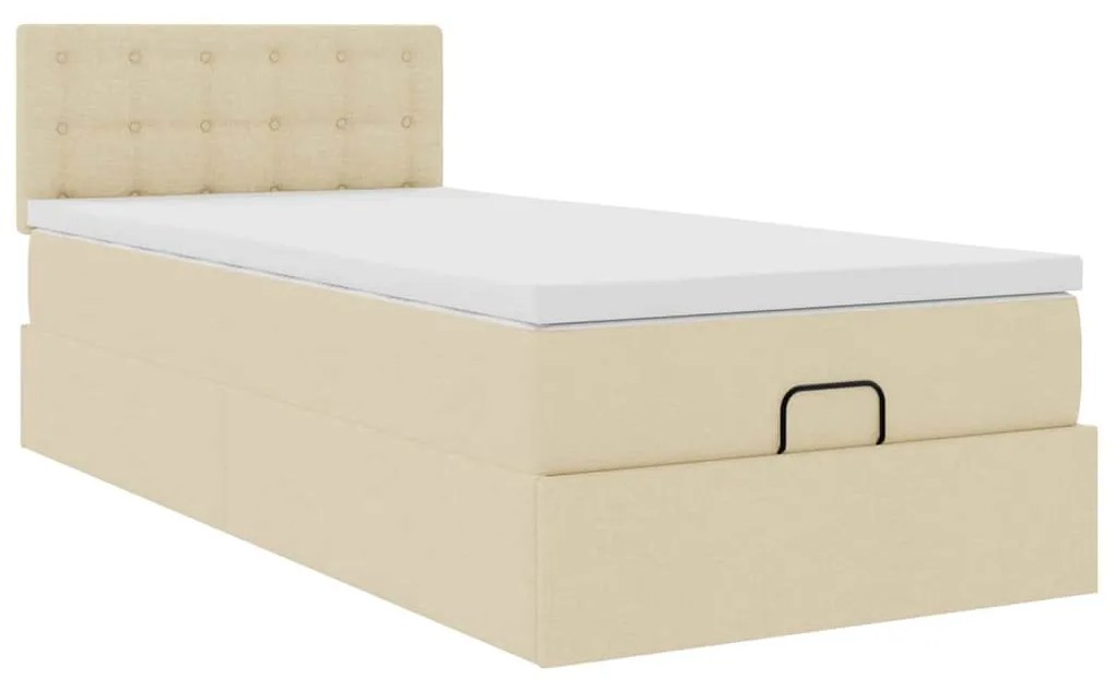 vidaXL Οθωμανικό κρεβάτι με στρώμα Cream 80x200cm ύφασμα