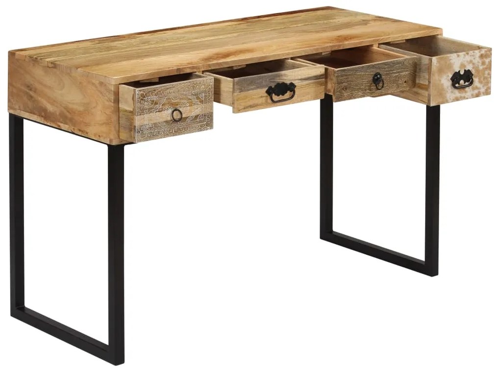 vidaXL Γραφείο 117 x 50 x 76 εκ. από Μασίφ Ξύλο Μάνγκο & Γνήσιο Δέρμα
