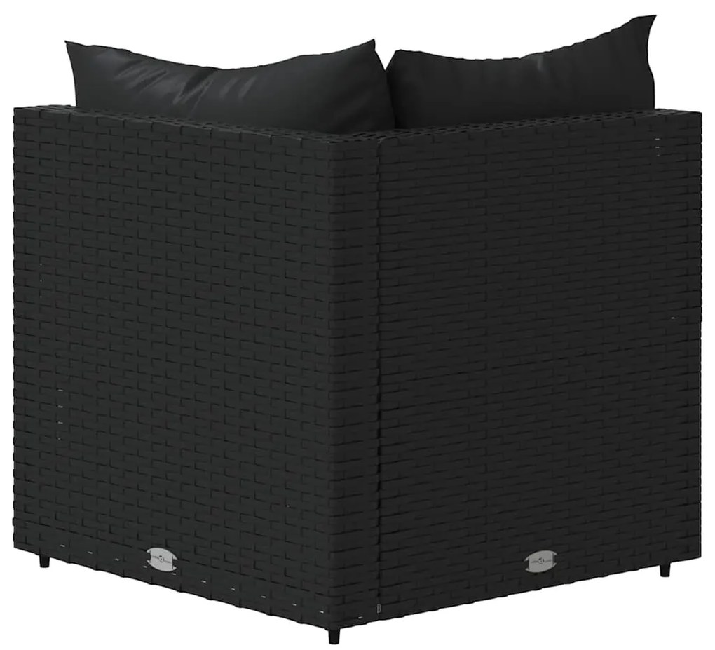 vidaXL Καναπέδες Κήπου Γωνιακοί με Μαξιλάρια 2 τεμ. Μαύρο Συνθ. Ρατάν