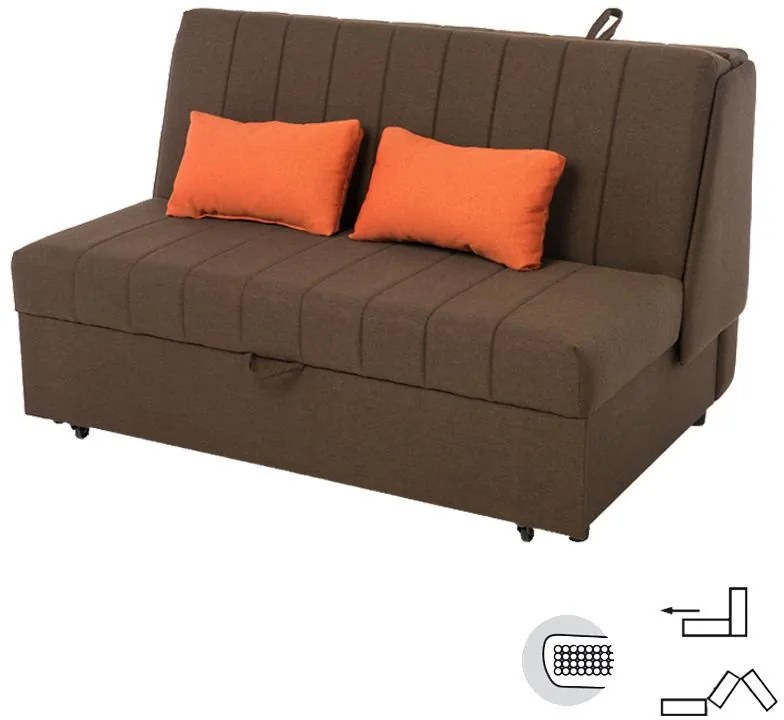 Καναπές Διθέσιος New Montana Fylliana Καφέ - Πορτοκαλί 145x100x92 εκ. 145x100x92 εκ.
