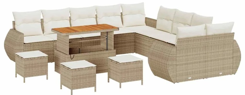 vidaXL Σετ Καναπέ Κήπου 14 pcs Μπεζ συνθετικό ρατάν