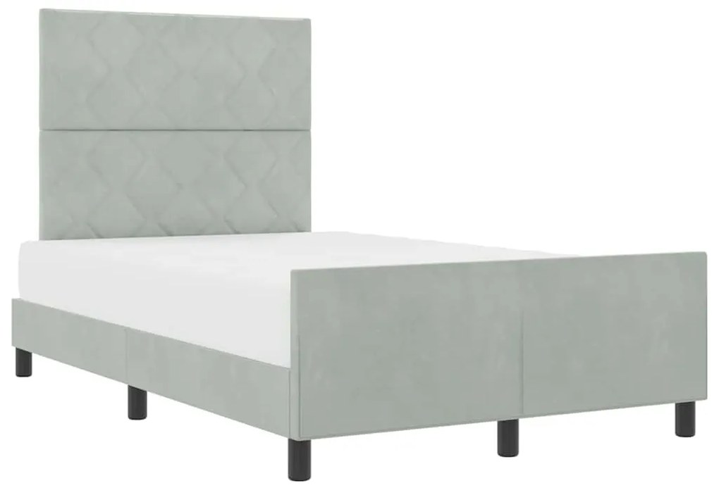 vidaXL Σκελετός Κρεβατιού Ανοιχτό γκρι 120 x 190 cm Βελούδο