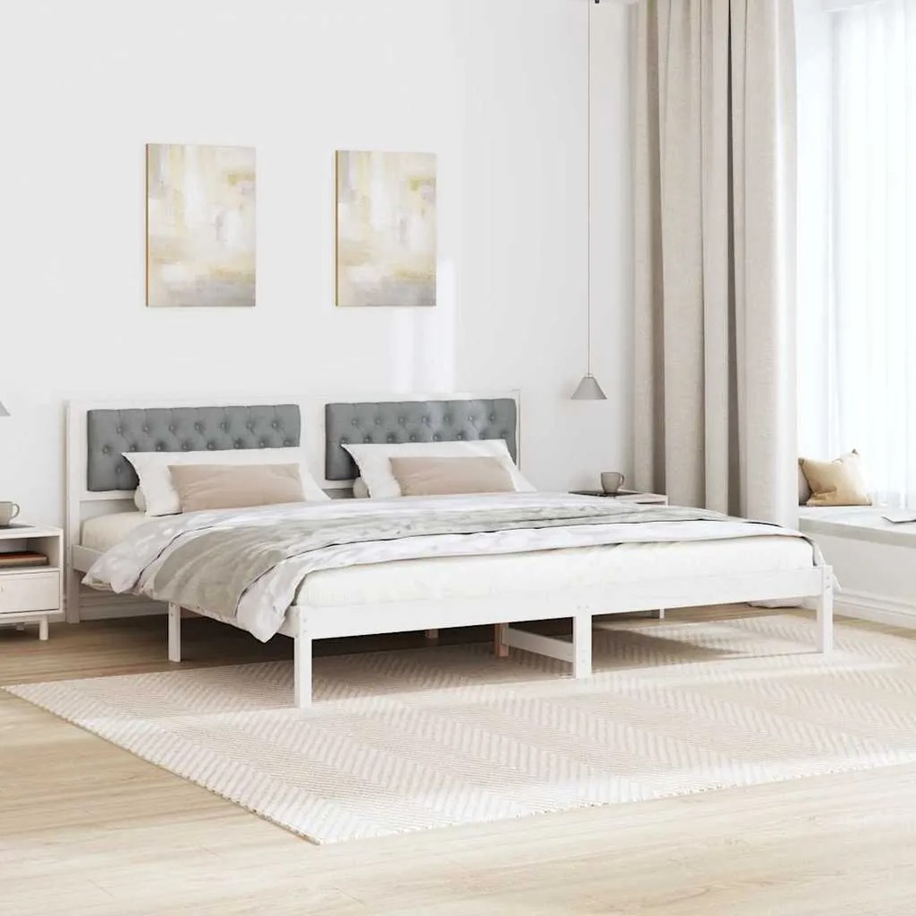 vidaXL Σκελετός Κρεβατιού με κεφαλάρι Ανοιχτό γκρι 200 x 200 cm