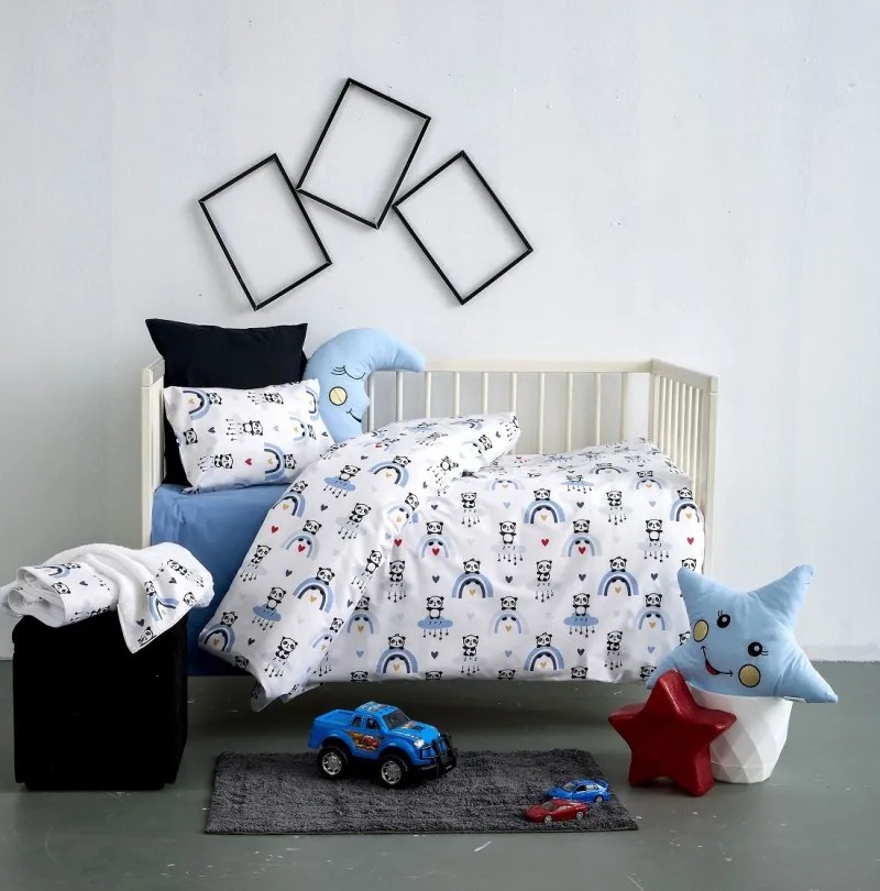 ΣΕΤ ΣΕΝΤΟΝΙΑ BEBE 120X160 ΚΟΥΝΙΑΣ ΧΩΡΙΣ ΛΑΣΤΙΧΟ - PANDA BLUE SB Home