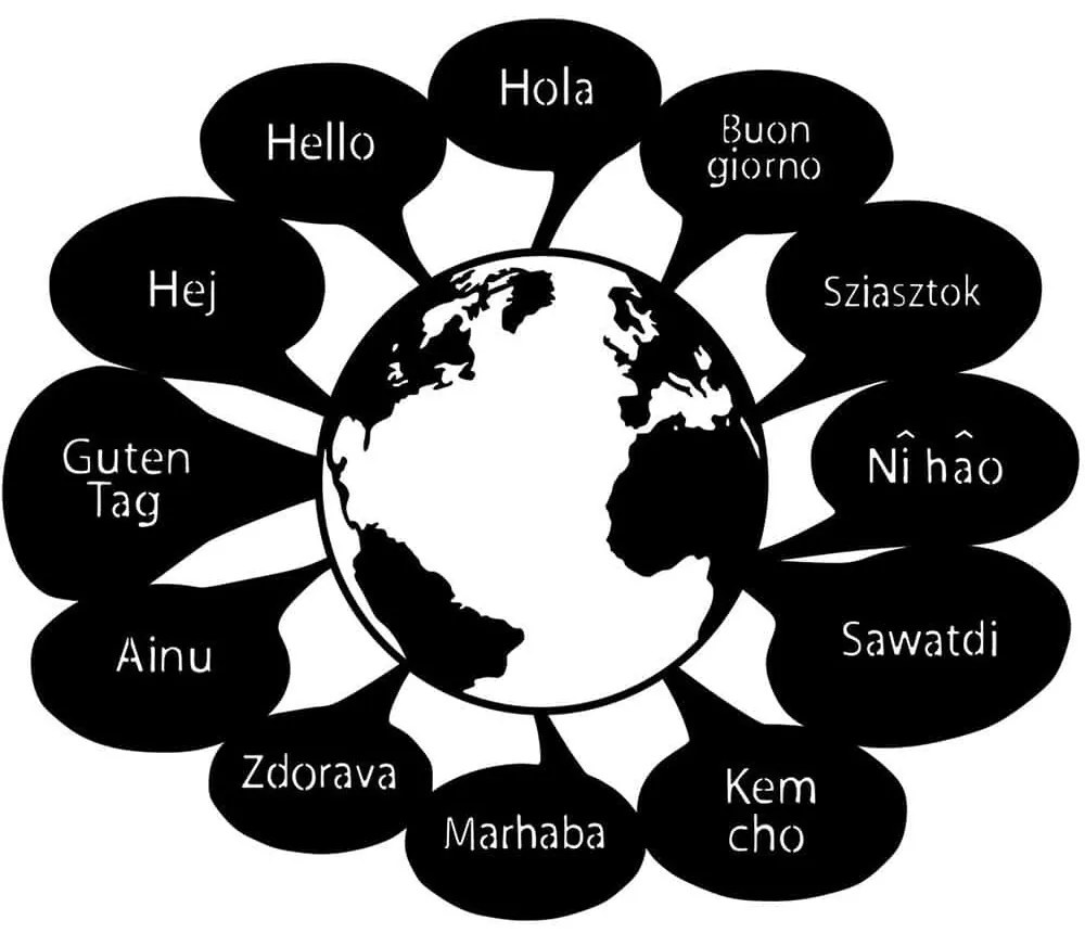 Διακοσμητικό Τοίχου Hello In World Language 899SKL2476 70x55cm Black Wallity Μέταλλο