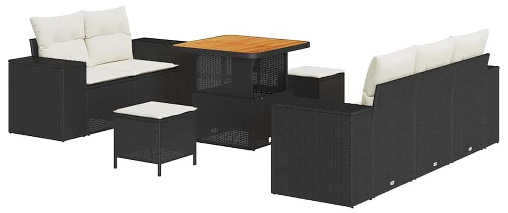 vidaXL Σετ Καναπέ Κήπου 8 pcs Μαύρο συνθετικό ρατάν
