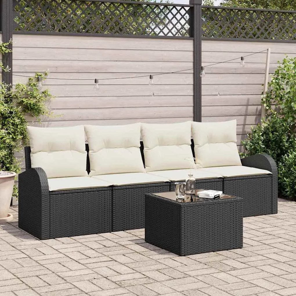 vidaXL Σετ Καναπέ Κήπου 5 pcs Μαύρο 55 x 55 x 37 εκ Πολυ ράταν