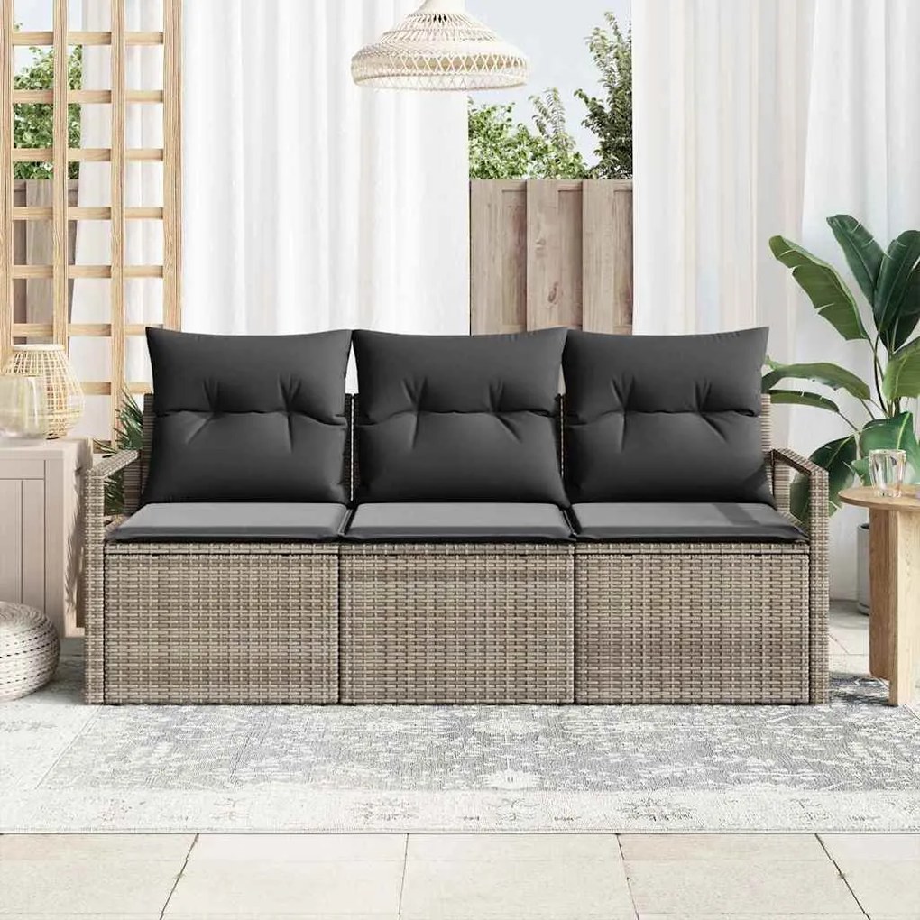 vidaXL Σετ Καναπέ Κήπου 3 pcs Γκρι Πολυ ράταν