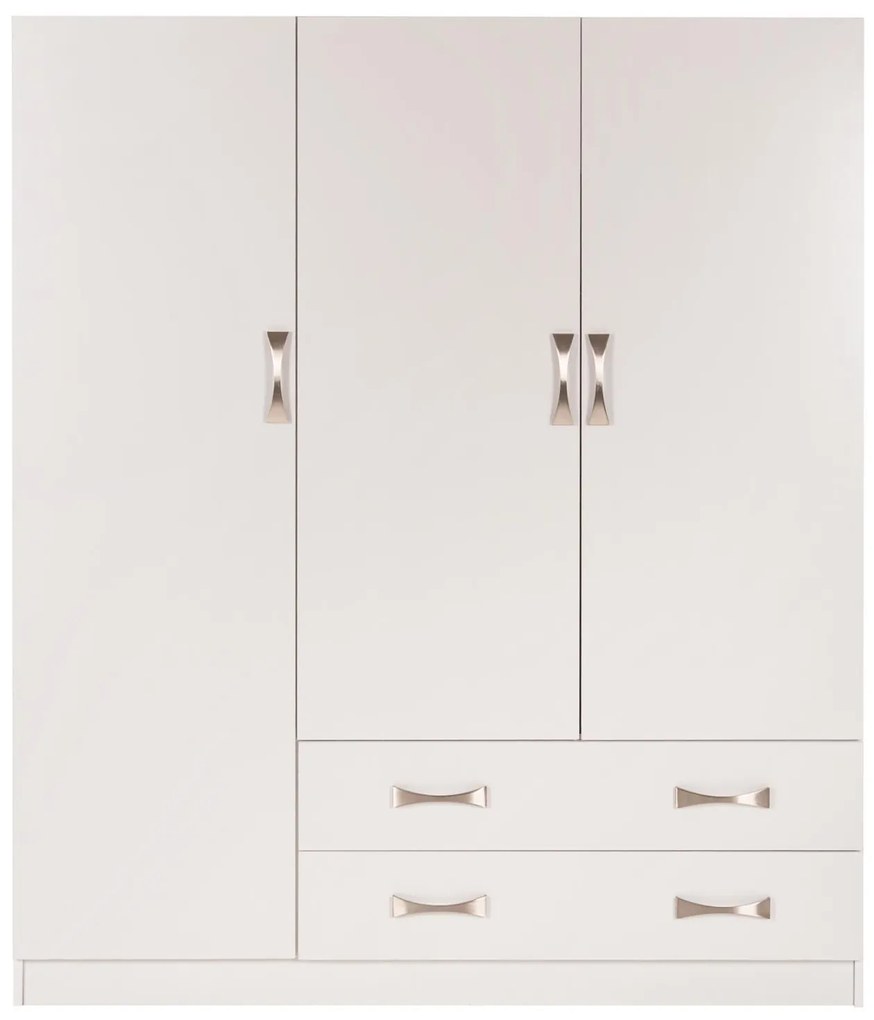 Ντουλάπα CARLY Τρίφυλλη με 2 Συρτάρια Λευκή 150X55Χ180Υεκ. 150x55x180 εκ.