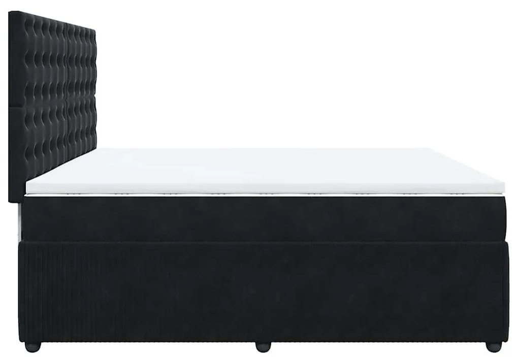 vidaXL Κρεβάτι Boxspring με Στρώμα Μαύρο 200x200 εκ. Βελούδινο