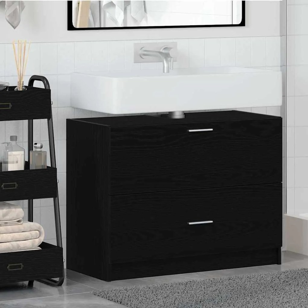 vidaXL Ντουλάπι Νεροχύτη Μαύρη Οξυά 78 x 37 x 59 cm Επεξεργασμένο ξύλο