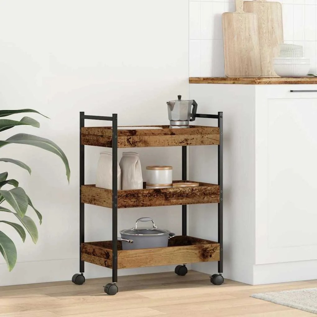 vidaXL Καρότσι Κουζίνας Παλαιό ξύλο 50 x 30 x 70 εκ.