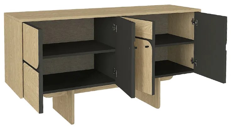Μπουφές Lava Megapap χρώμα rota oak - ανθρακί 150x44,6x76εκ. - GP042-0294,1