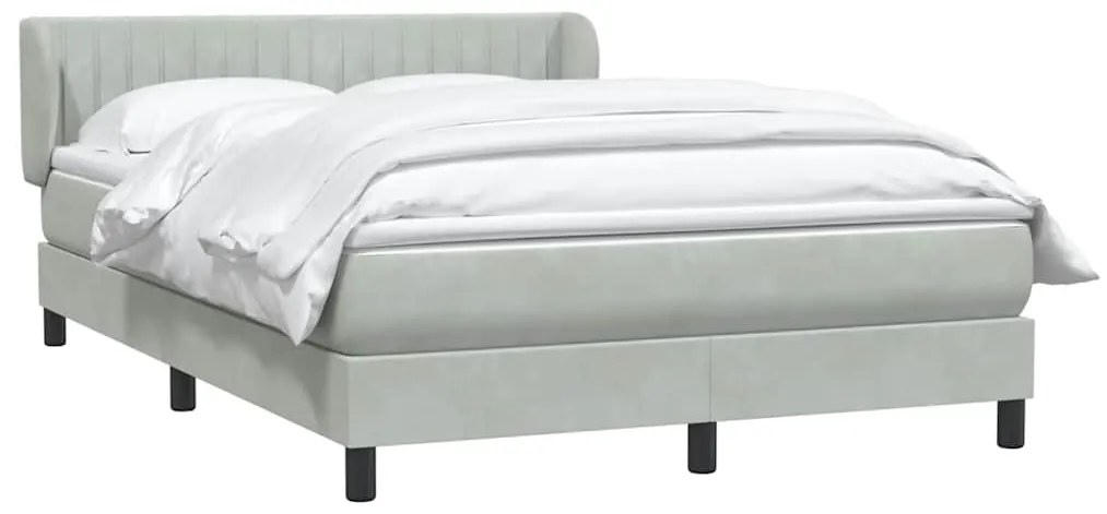 vidaXL Κρεβάτι Boxspring με Στρώμα Ανοιχτό Γκρι 140x210 εκ. Βελούδινο