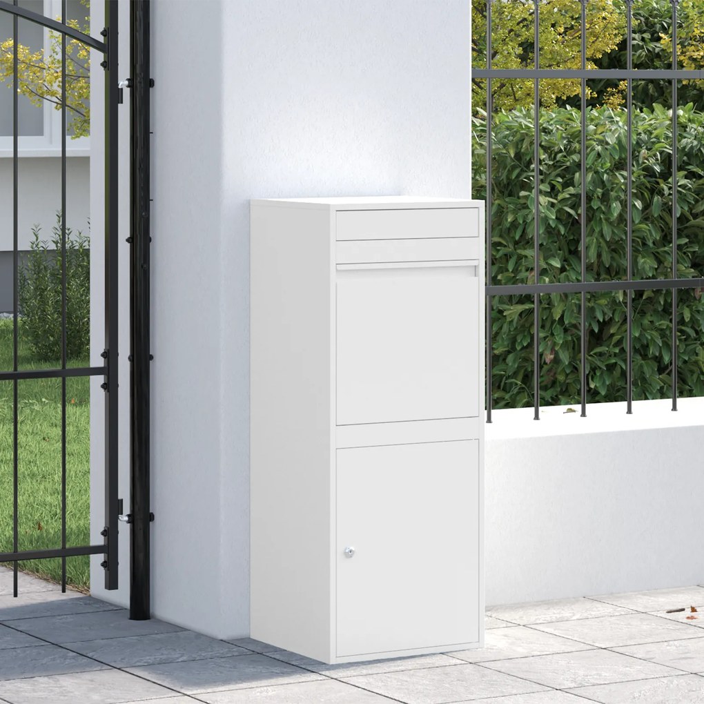 vidaXL Θυρίδα Πακέτων Λευκό 41 x 38 x 103 εκ Ατσάλι