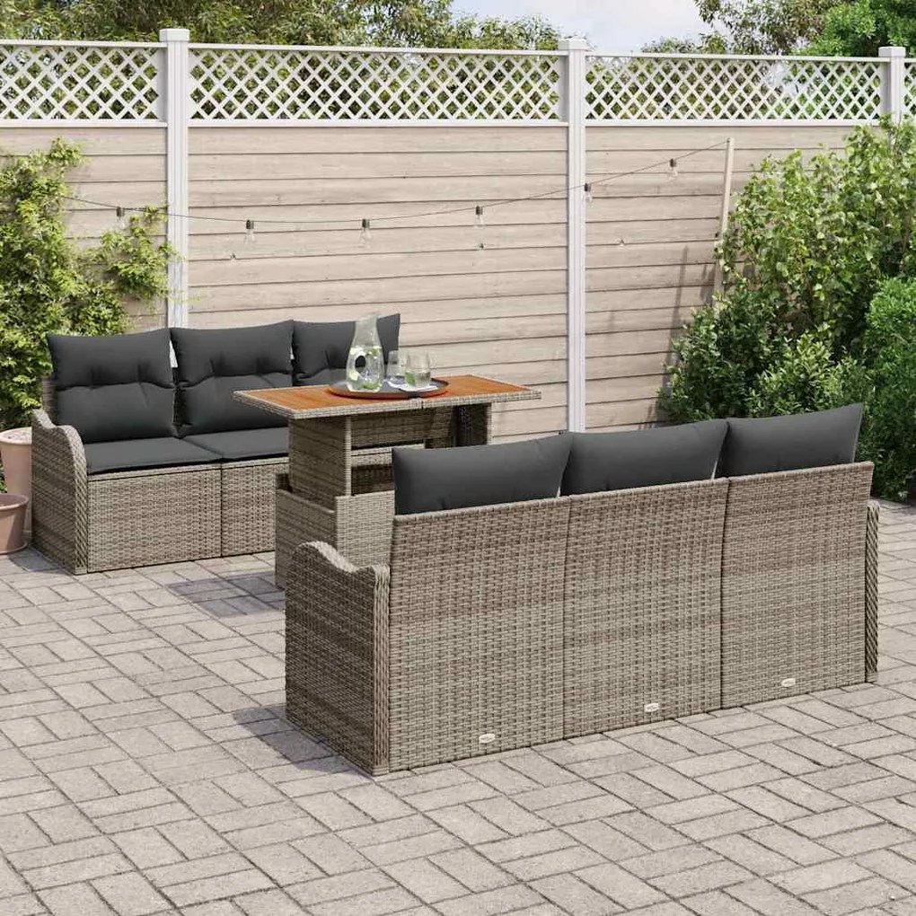 vidaXL Σετ Καναπέ Κήπου με μαξιλάρι 7 pcs Γκρι 100 x 55 x 73 εκ