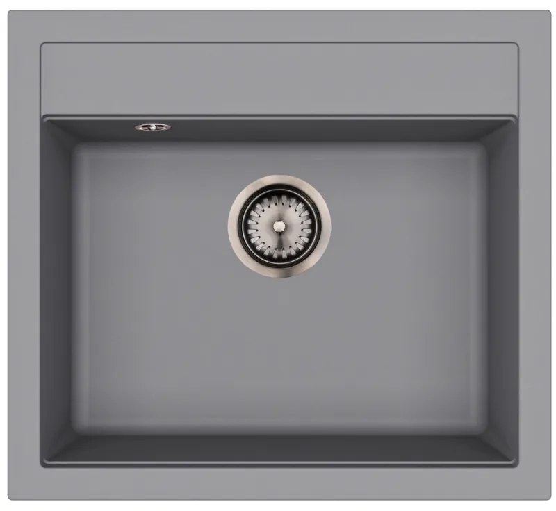 Helika Quadro SQQ 100 Ένθετος Γρανιτένιος Νεροχύτης με Βαλβίδα Γραφίτη Μ56.5xΠ51cm Γκρί