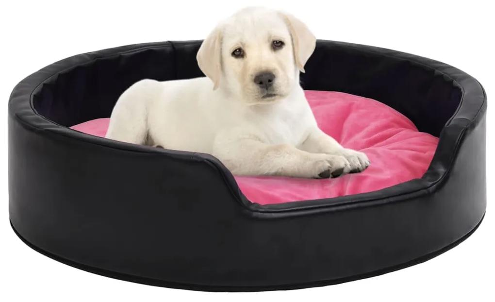 Κρεβάτι Σκύλου Μαύρο/Ροζ 99 x 89 x 21 εκ. Βελουτέ/Συνθ. Δέρμα