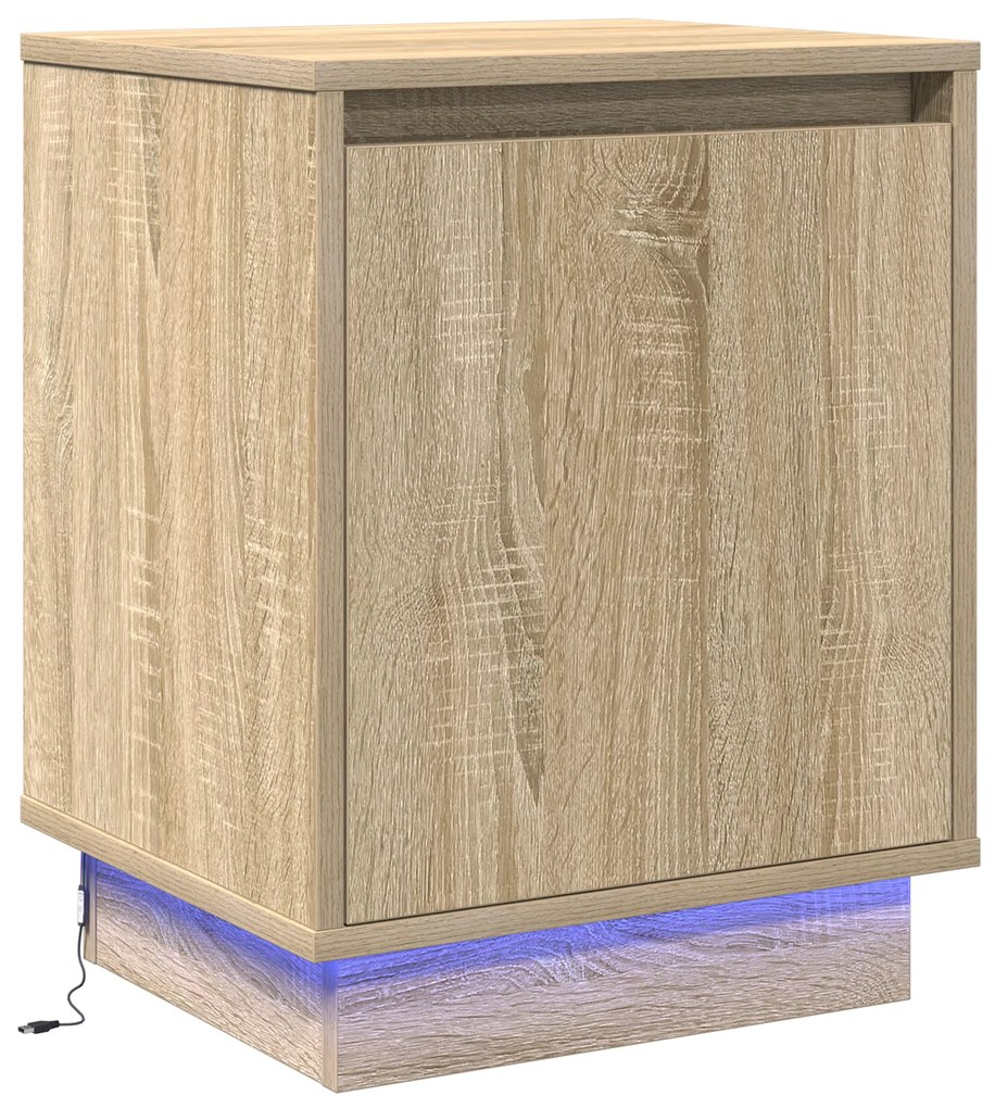 vidaXL Κομοδίνο με LED Φωτισμό Sonoma Oak 39x34,5x50 εκ