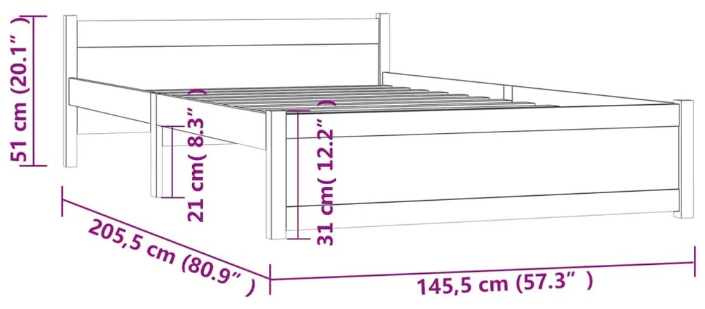 ΠΛΑΙΣΙΟ ΚΡΕΒΑΤΙΟΥ ΛΕΥΚΟ 140 X 200 ΕΚ. ΑΠΟ ΜΑΣΙΦ ΞΥΛΟ 815045