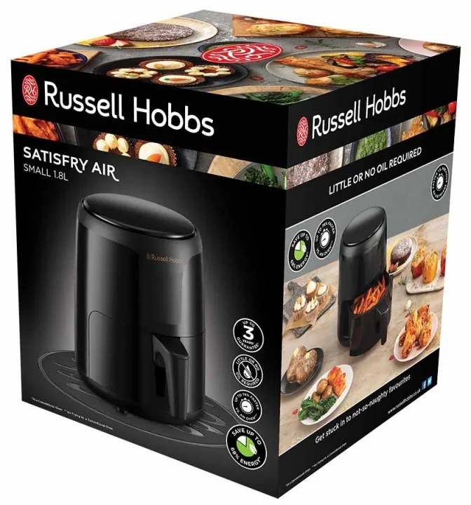 Μικρή φριτέζα αέρος AirFryer Russell Hobbs SatisFry 26500-56, 1100 W, 1.8 l, Χρονοδιακόπτη,  Οθόνης αφής, Ρυθμιζόμενη θερμοκρασία, Μαύρο