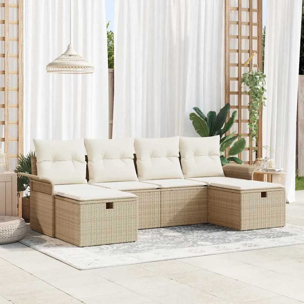 vidaXL Σετ Καναπέ Κήπου 6 pcs μπεζ και κρεμ 251 x 117 x 85 εκ.