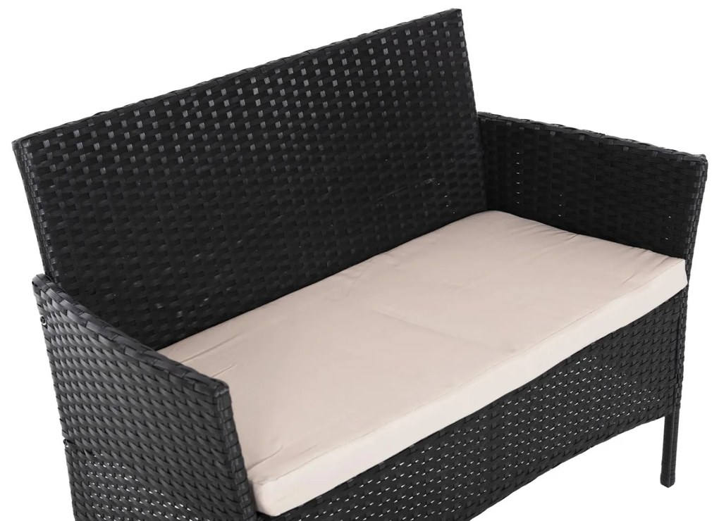 Σετ Κήπου Σαλόνι STASIA 4 τεμ Συνθετικό Rattan Μαύρο με Καπουτσίνο Μαξιλάρια